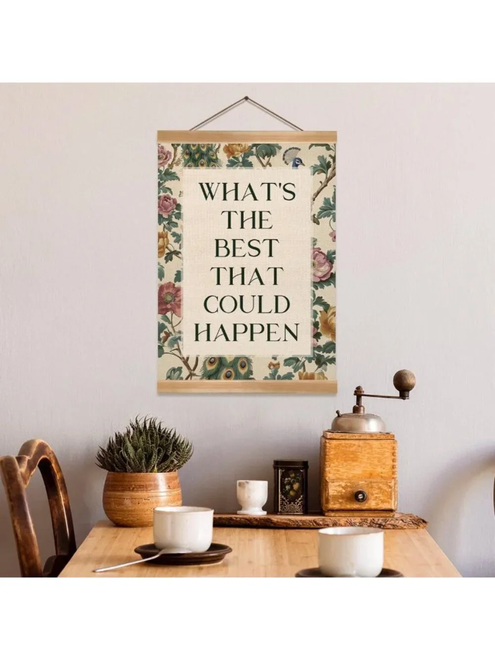 Inspirational Vintage Floral Quote Canvas Art – Motivational Wall Decor for Home